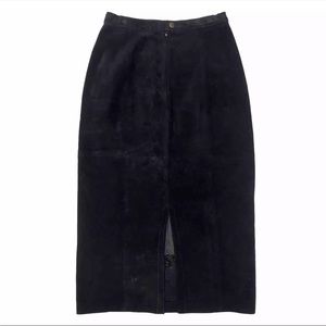 Vintage Western Pioneer Wear Black Leather Southwest Biker Split Skirt